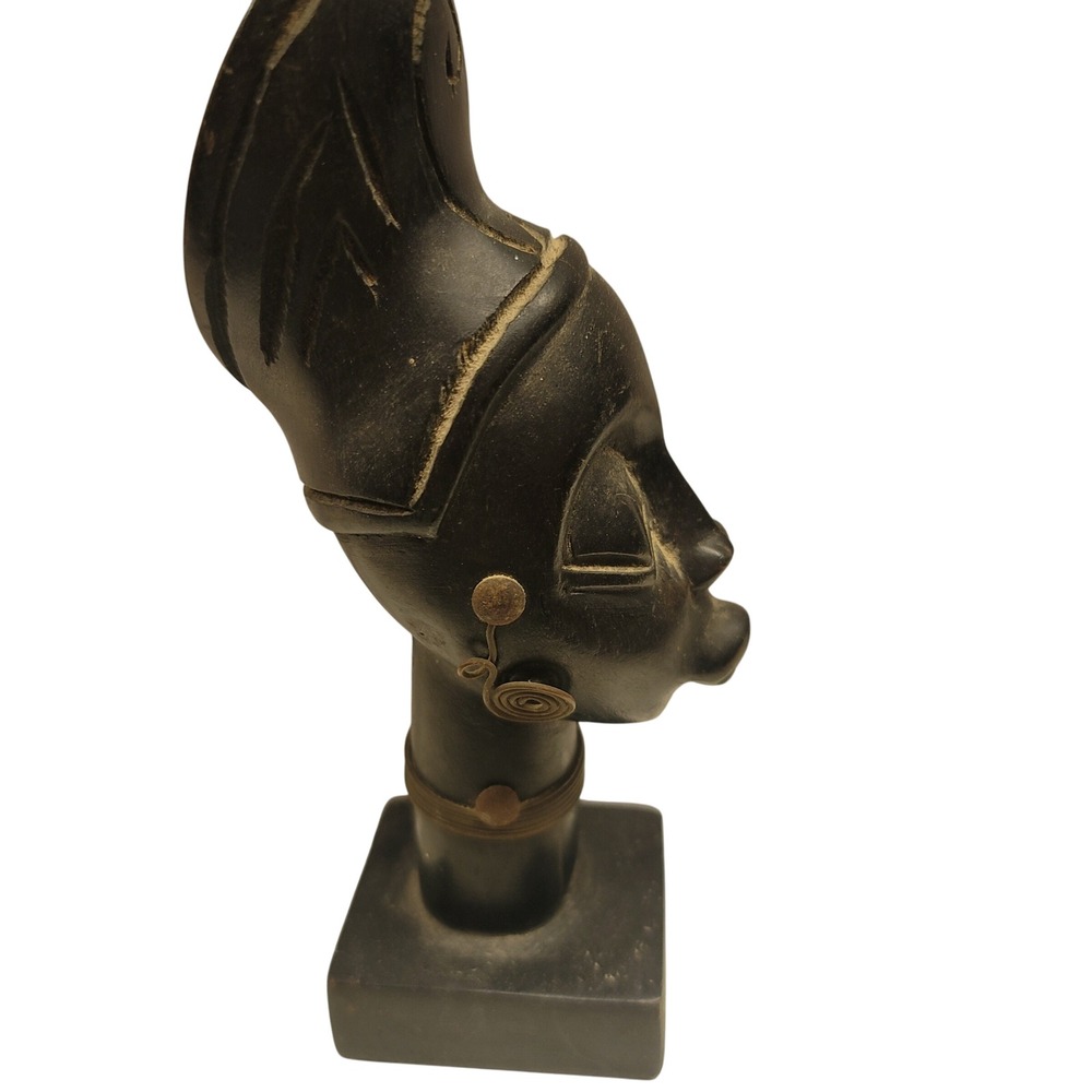 Vintage Haitian Art Carved Wood Bust Sculpture Head‎ Statue African Decor